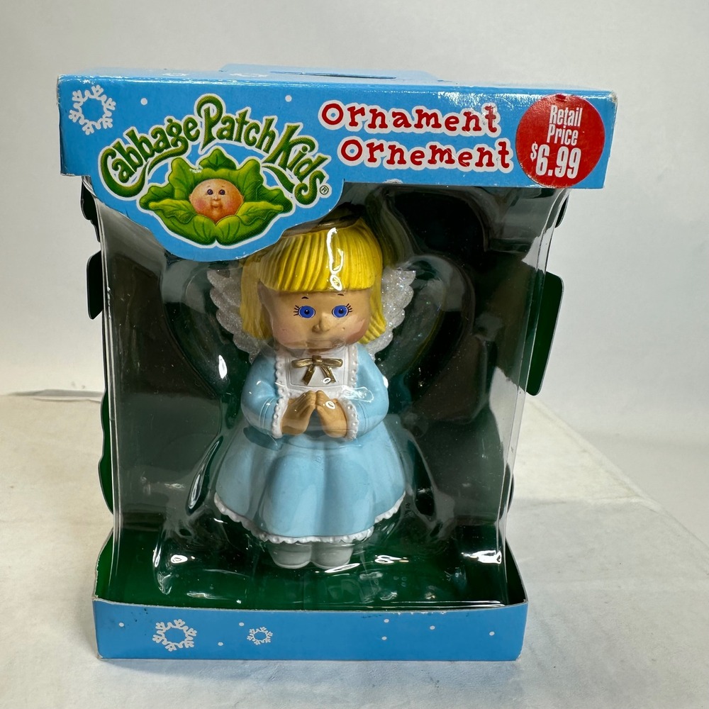 Vintage Cabbage Patch Kids Angel Ornament Blonde Blue Dress American Greetings‎